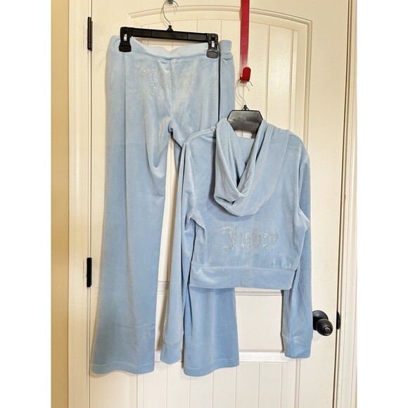 NWT JUICY COUTURE BLING Velour TRACKSUIT - Rare Frosted Blue Size S/XS - Picture 1 of 10